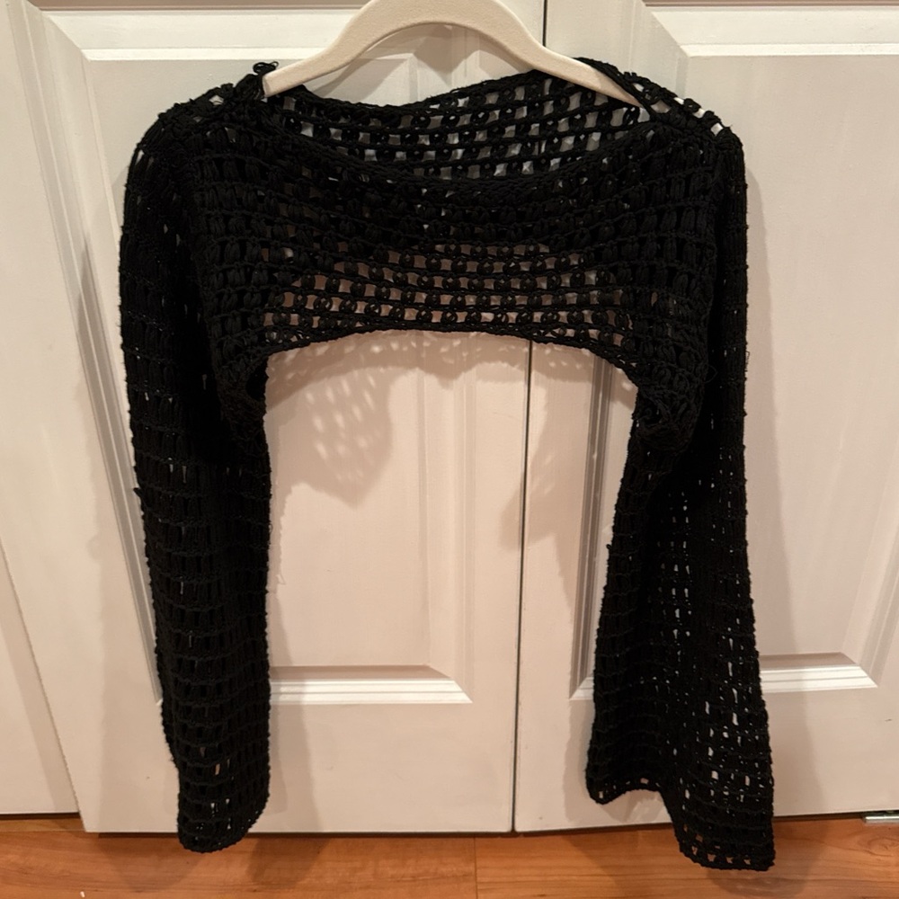 Black knitted overlay top